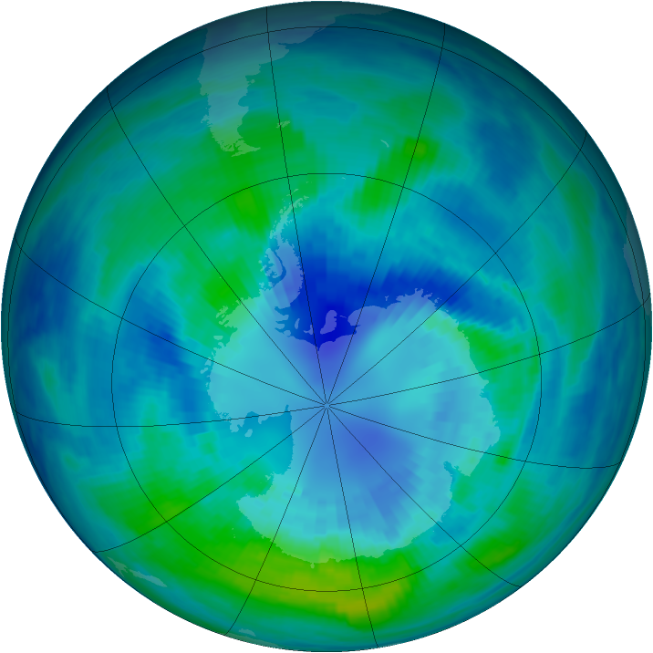 Antarctic ozone map for 07 April 1986